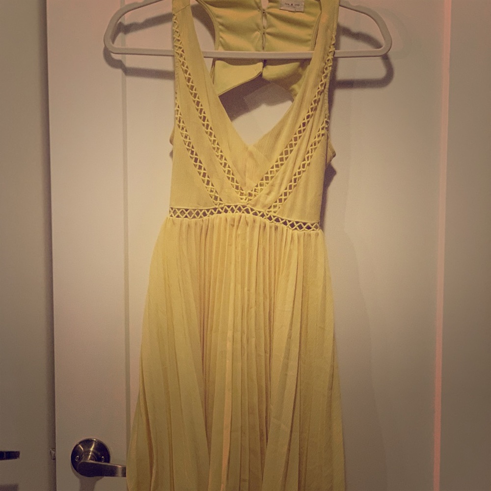 Yellow Cut Out Back Mini Dress